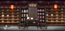 复古怀旧中医堂背景墙壁画