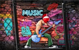 复古怀旧MUSIC背景墙壁画