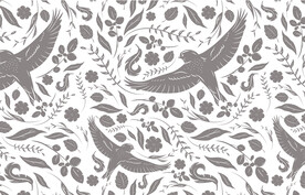 手绘四方连续鸟燕子