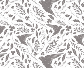 手绘燕子四方连续鸟