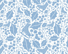 手绘叶子冰刀四方连续图案