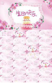 粉色生日快乐派对纪念册PPT