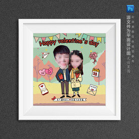 卡通情侣户外踏青大头贴专属定制