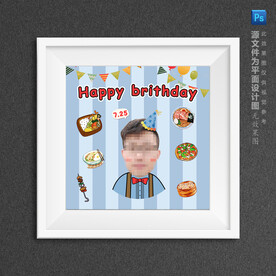 卡通男生生日快乐大头贴专属定制