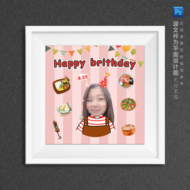 卡通女生生日快乐大头贴专属定制