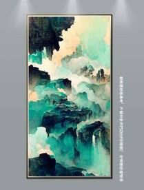 中国风抽象山水玄关装饰画