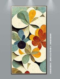 复古抽象花纹玄关装饰画