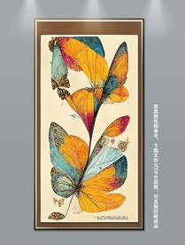 复古抽象花纹玄关装饰画