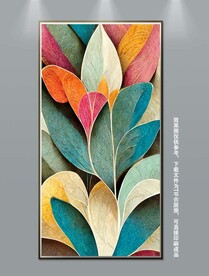 复古抽象花纹玄关装饰画