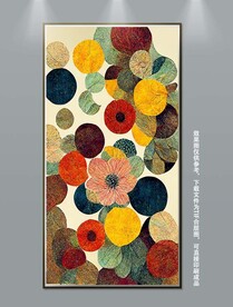 复古抽象花纹玄关装饰画