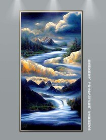 唯美山水风景玄关装饰画