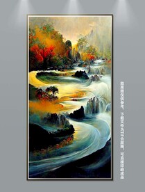 唯美山水风景玄关装饰画