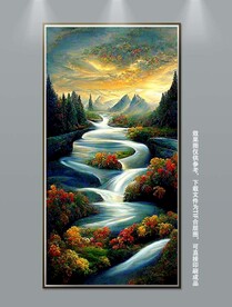 唯美山水风景玄关装饰画