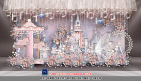 粉色婚礼迎宾区