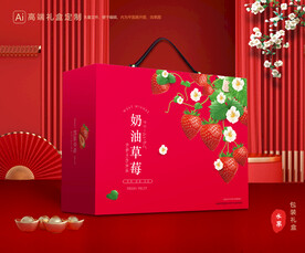 草莓礼盒 淡雪包装