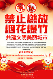 社区禁止燃放烟花爆竹宣传海报