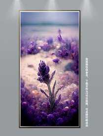 梦幻紫色花海玄关装饰画