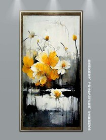 中国风抽象花卉玄关装饰画