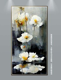 中国风抽象花卉玄关装饰画