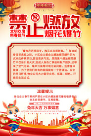 社区严禁燃放烟花爆竹海报
