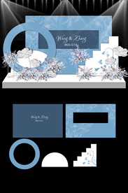 蓝色婚礼KT板设计