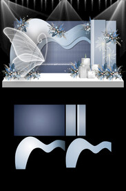 蓝色婚礼KT板设计PSD分层