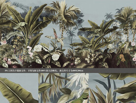 大型欧式复古怀旧中世纪手绘雨林