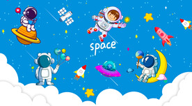卡通星空宇航员背景墙