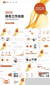 橙色曲线商务工作总结PPT
