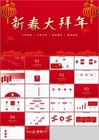 红色中国风新春大拜年PPT