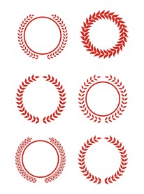 矢量红色麦穗橄榄枝图标元素设计