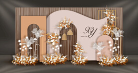 橙色婚礼迎宾区