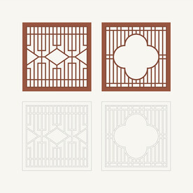 正方形窗花格 花窗 中式图案