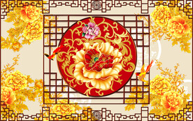 软膜天花 中式背景墙