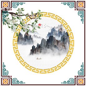 新中式山水吊顶