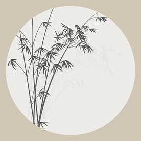 竹林国画水墨竹子意装饰圆形背景