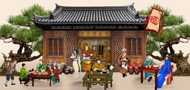 古代老字号面馆背景墙壁画