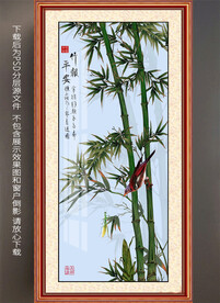 手绘竹子玄关装饰画