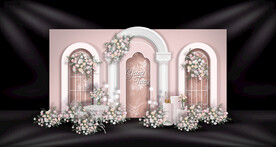 粉色婚礼迎宾区