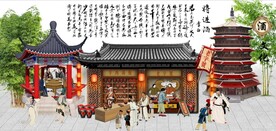 将进酒酒文化酒楼背景墙壁画
