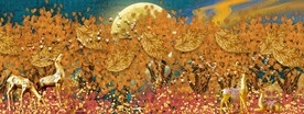 高端金叶麋鹿装饰画