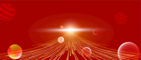 聚焦闪亮动感线条圆球红色科技