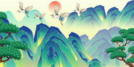 新中式山水意境背景墙