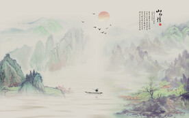 新中式山水背景墙