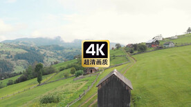 乡间山坡小屋风景