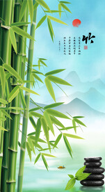 绿色竹子玄关画