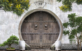 复古园林背景设计