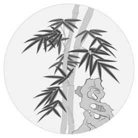 水墨竹子国画写意圆形装饰背景