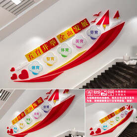 五育并举楼道标语