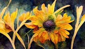 北欧风向日葵花卉装饰画